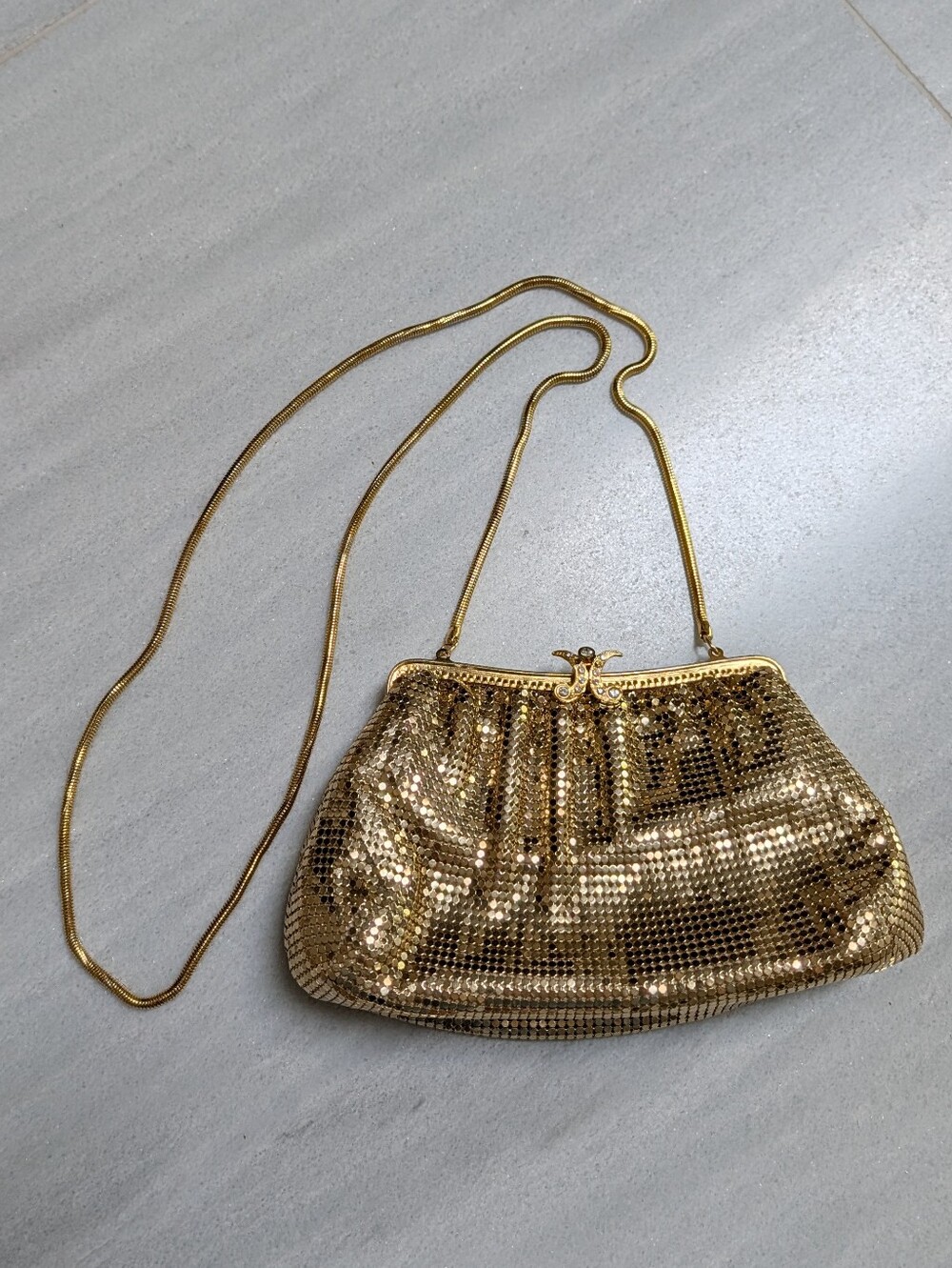 vintage WHITING AND DAVIS golden convertible bag purse clutch